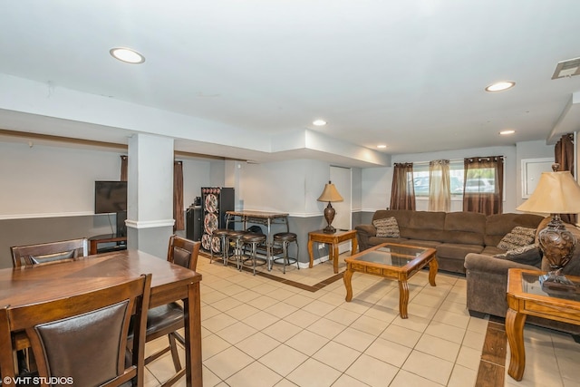 view of tiled living room