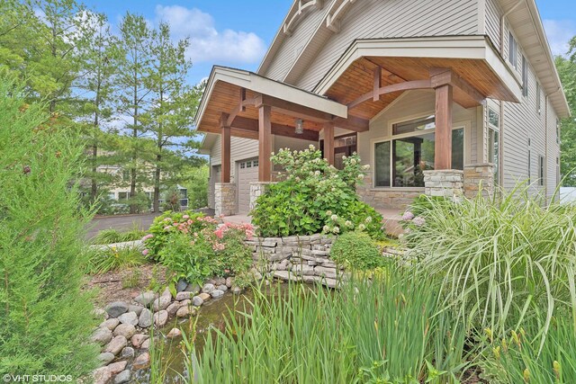 exterior space with a garage