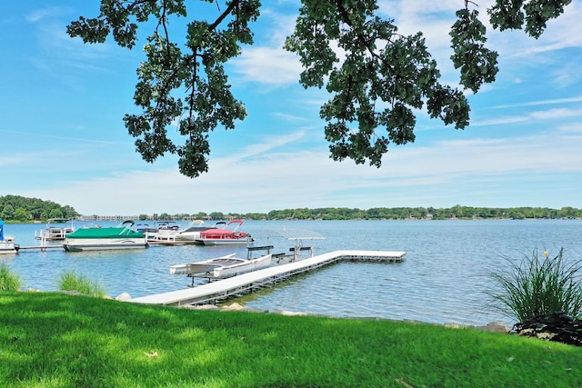 view of dock featuring a water view