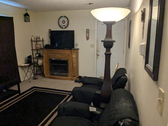 living room with carpet flooring