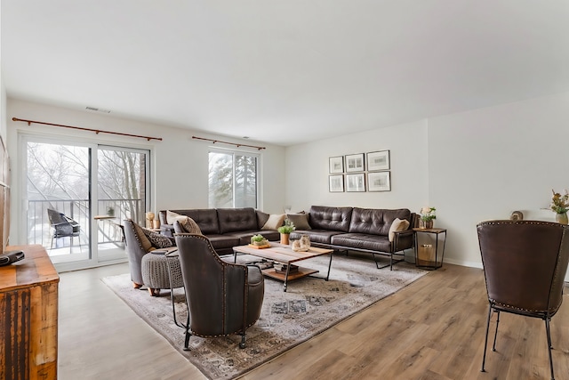 living room featuring light hardwood / wood-style floors