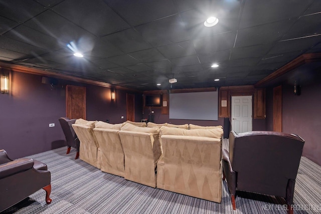 cinema room with carpet floors