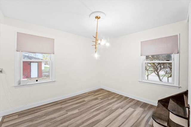 unfurnished dining area featuring light hardwood / wood-style flooring and a healthy amount of sunlight