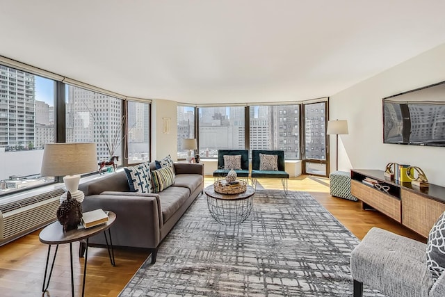 living room with hardwood / wood-style floors