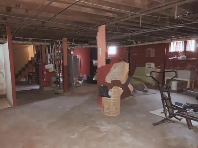 basement featuring water heater