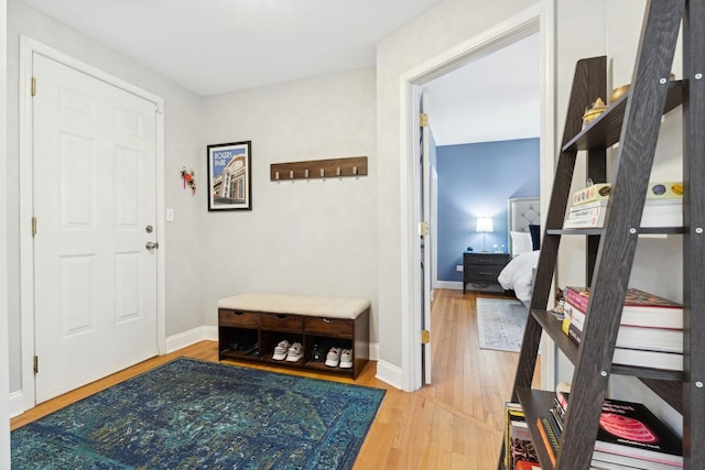 foyer entrance with hardwood / wood-style flooring