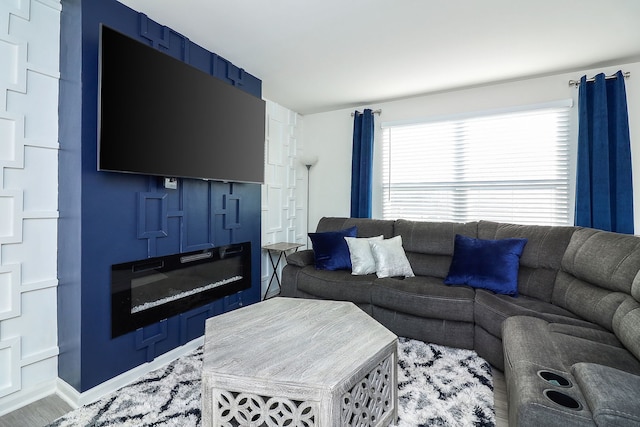 living room with hardwood / wood-style flooring