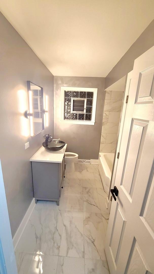 bathroom with toilet and vanity