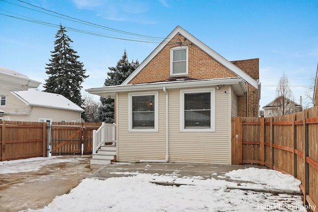 view of snow covered property