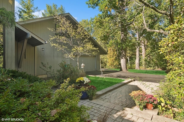 exterior space featuring a garage