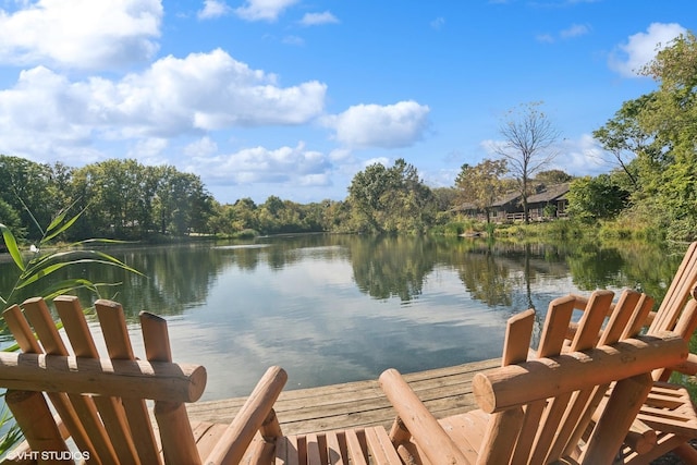 view of dock featuring a water view