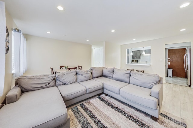 living room with light wood-type flooring