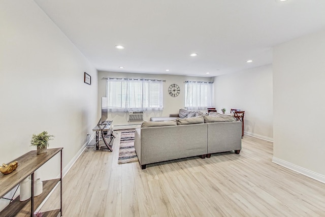 living room featuring light hardwood / wood-style floors