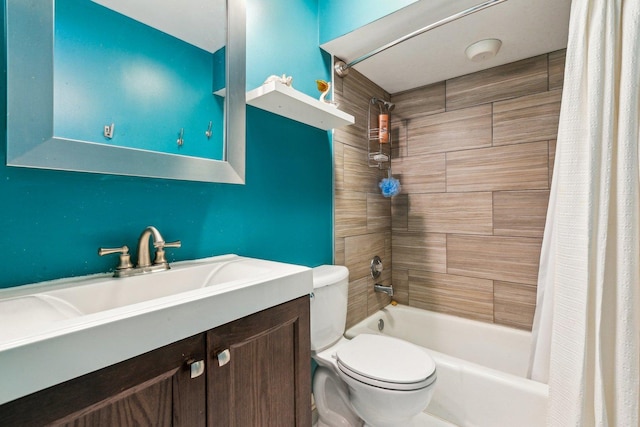 full bathroom featuring sink, toilet, and shower / bath combination with curtain