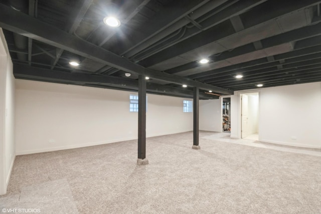 basement with carpet