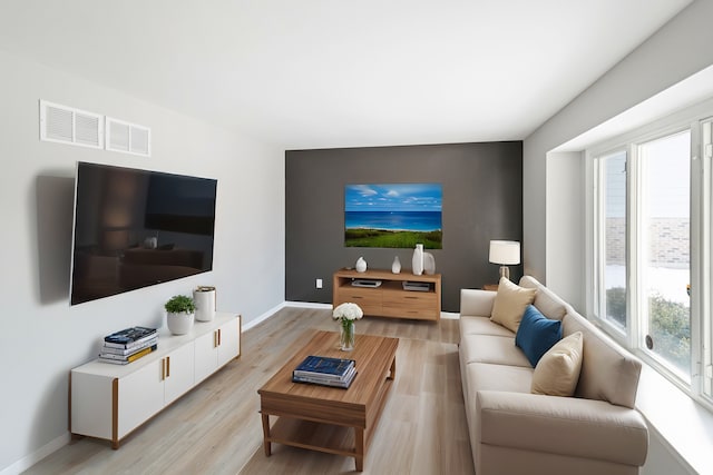 living room featuring light hardwood / wood-style floors