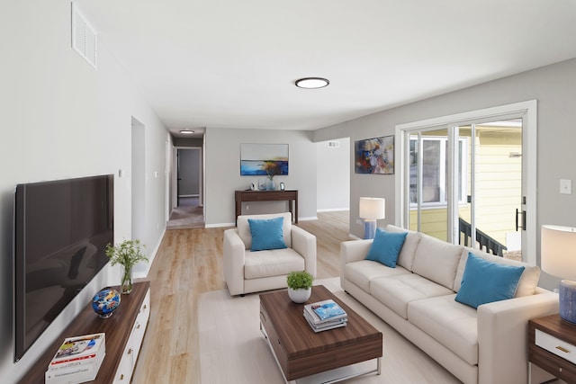 living room featuring light hardwood / wood-style floors