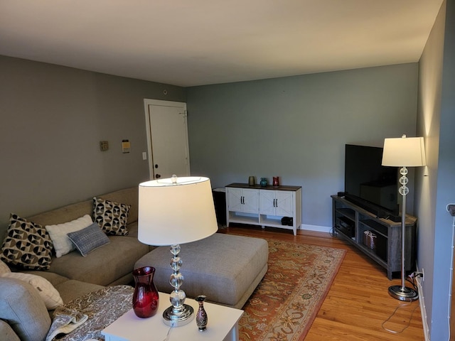 living room with hardwood / wood-style floors