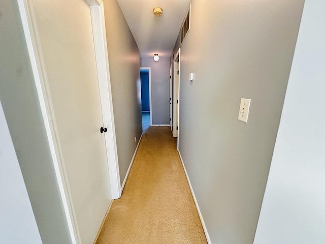 hallway with light carpet