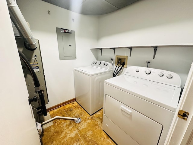 laundry room with independent washer and dryer and electric panel