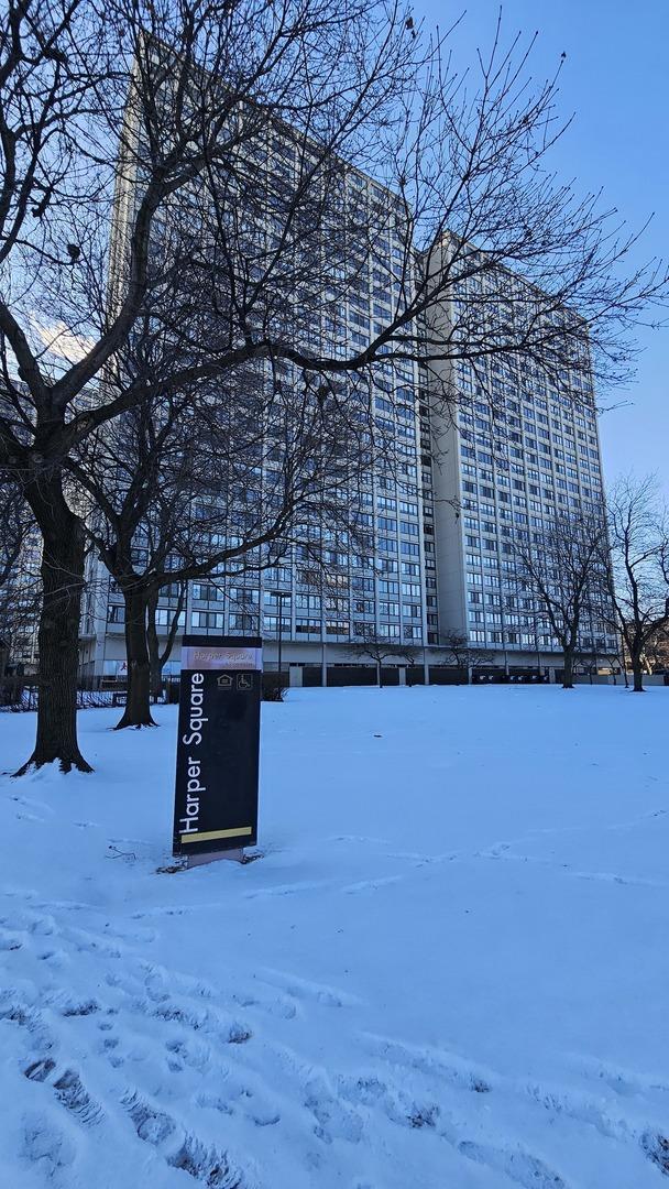 view of snow covered property