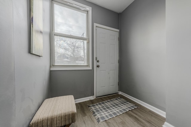 doorway to outside with hardwood / wood-style floors