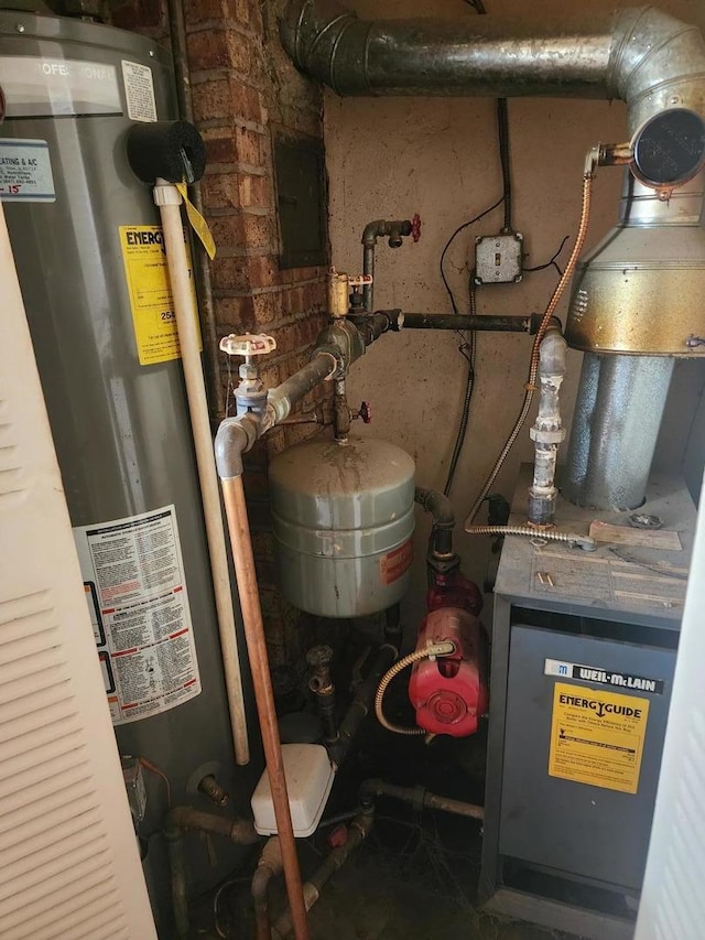 utility room featuring water heater