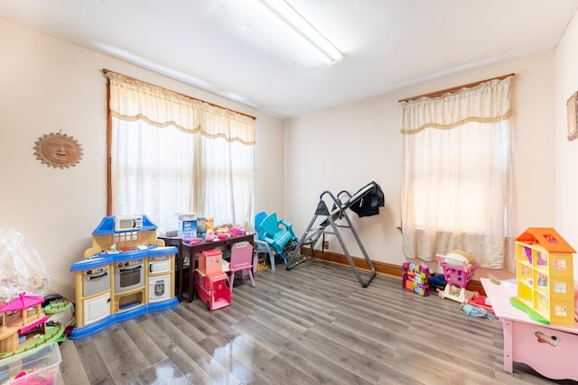 recreation room featuring hardwood / wood-style flooring