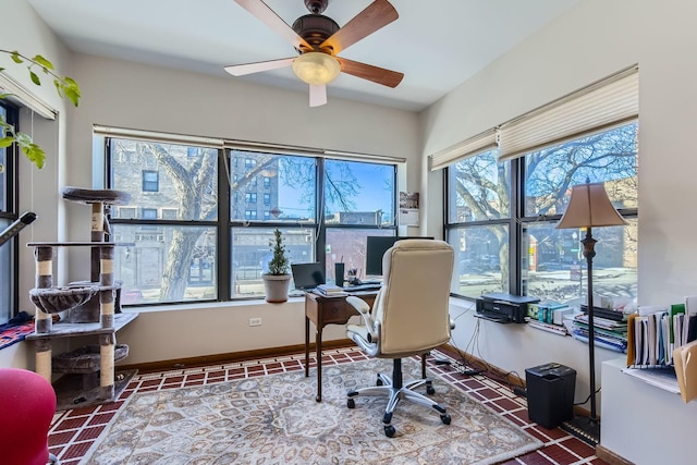 office featuring ceiling fan