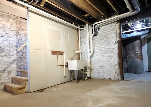 view of unfinished basement
