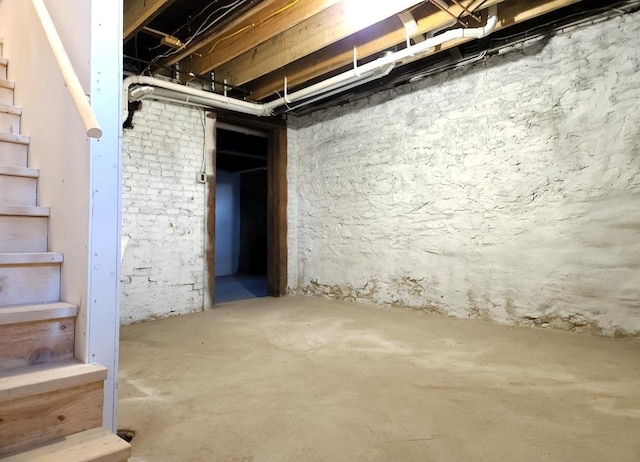 view of unfinished basement