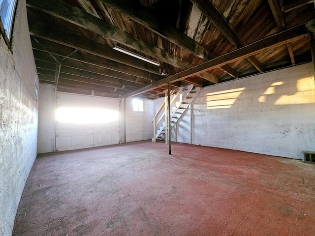 below grade area featuring stairway