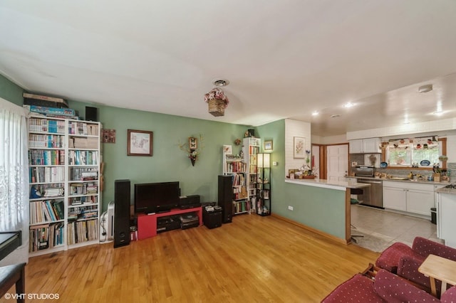 living room with light wood-type flooring