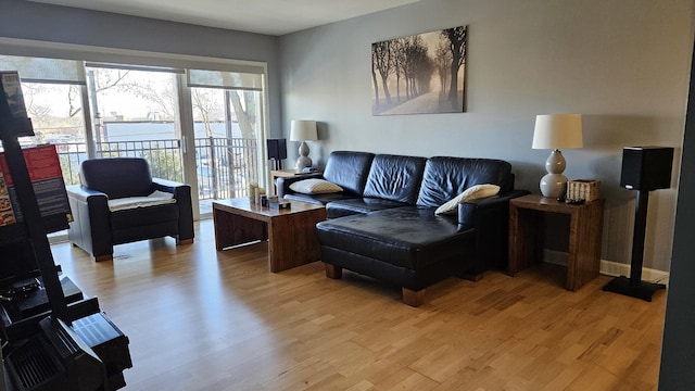 living room with light hardwood / wood-style floors