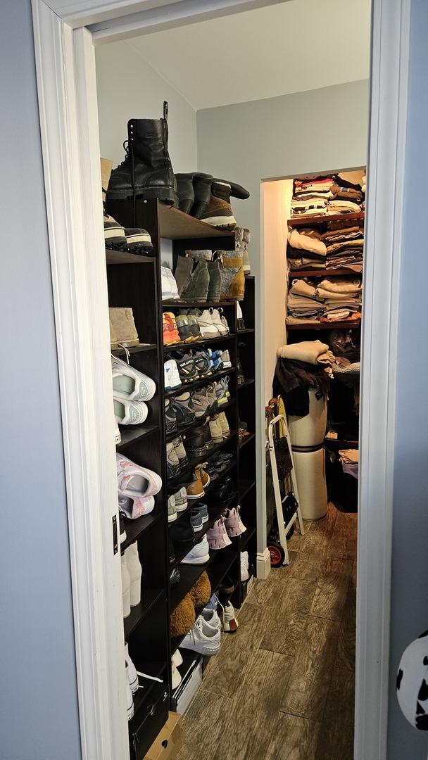 walk in closet featuring dark hardwood / wood-style flooring