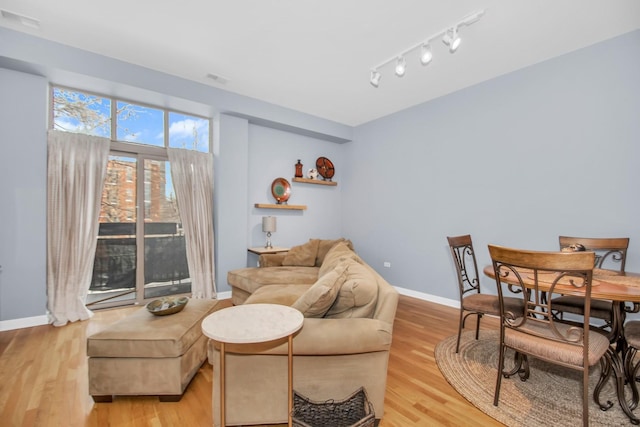 living room featuring light hardwood / wood-style flooring