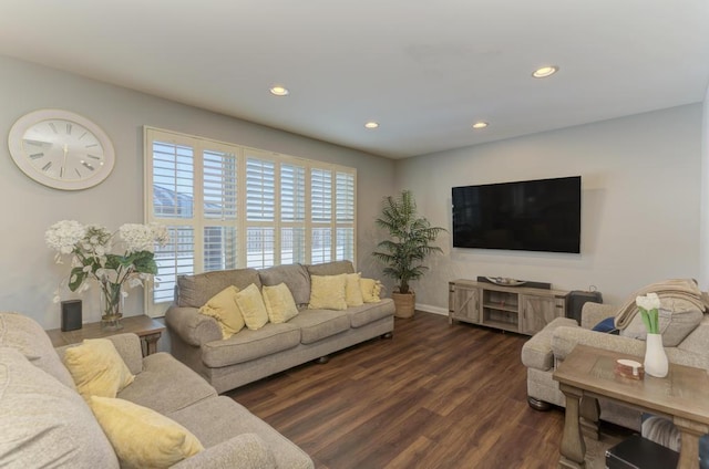 living room featuring dark hardwood / wood-style floors