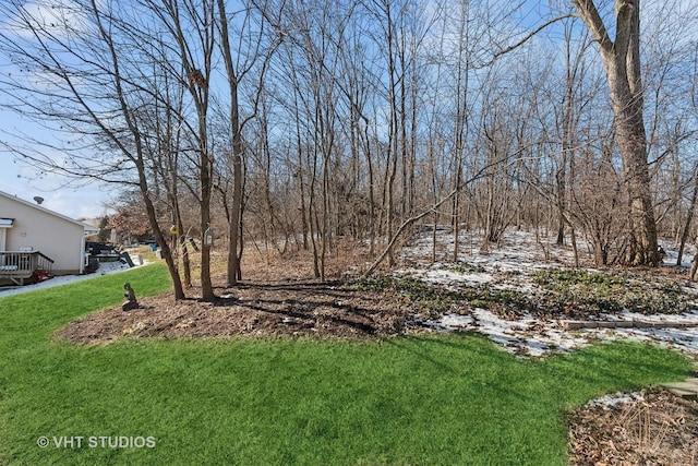 view of yard layered in snow