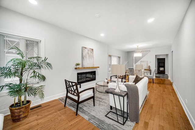 living room featuring light hardwood / wood-style floors