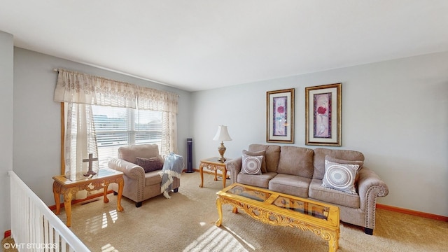 living room with carpet flooring