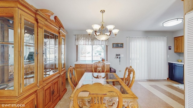 dining room featuring a chandelier