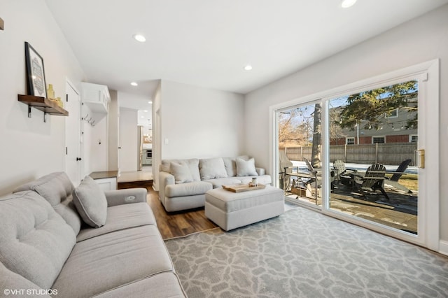 living room with hardwood / wood-style flooring