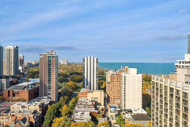 property's view of city with a water view