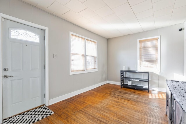 living room with dark wood-type flooring