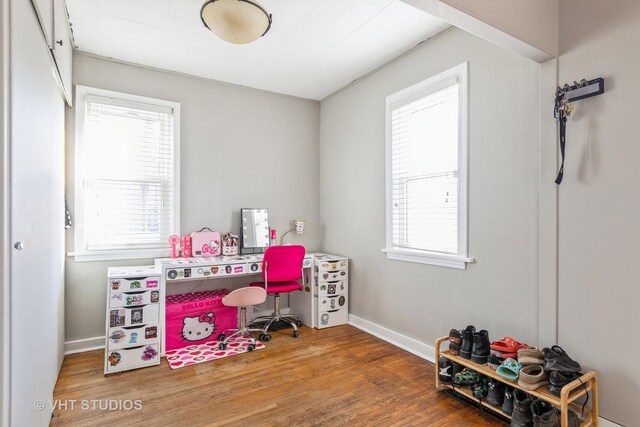 bedroom with light wood-type flooring