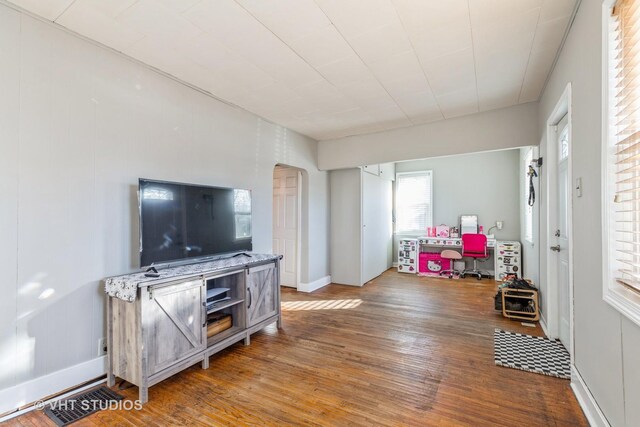 living room with light hardwood / wood-style floors