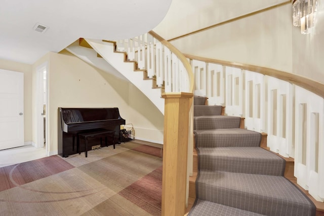 stairs with carpet floors