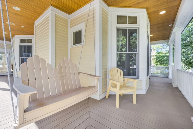 deck with covered porch