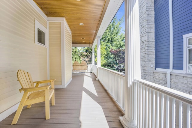 deck with covered porch