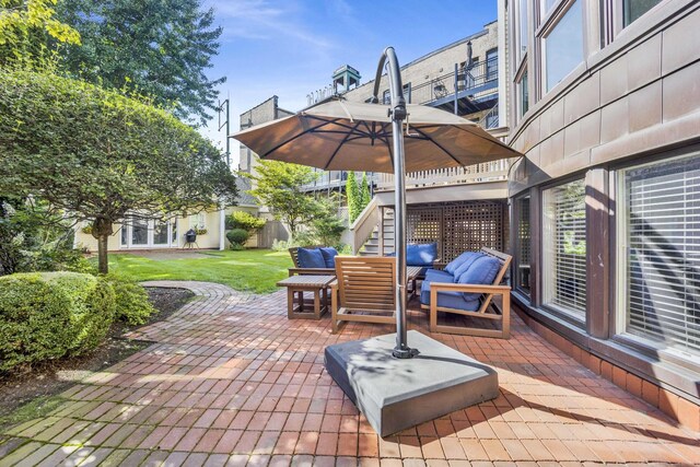 view of patio with outdoor lounge area